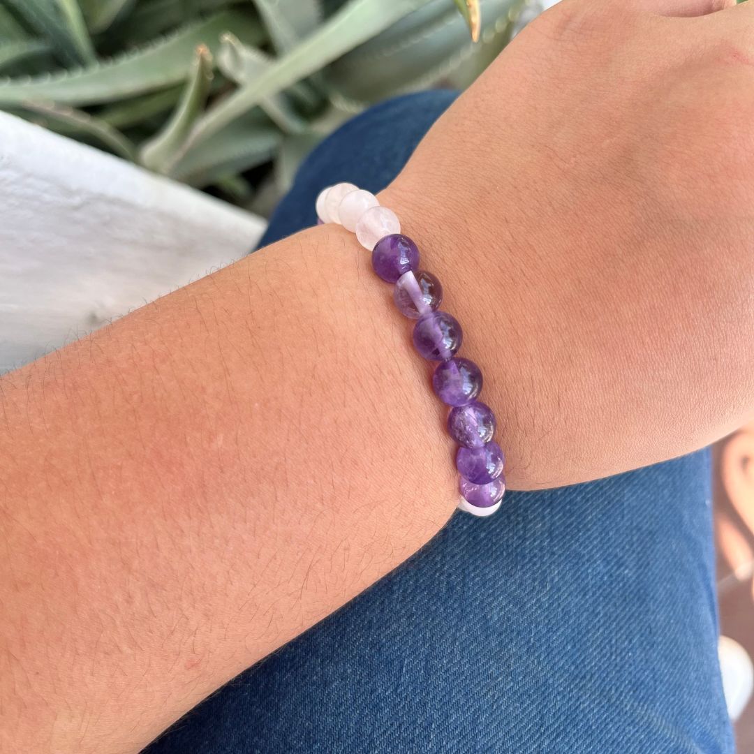 Pulsera Amatista y Cuarzo Rosa