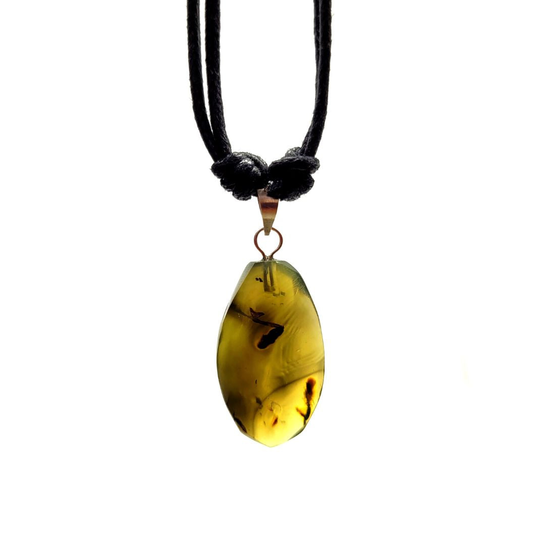 Promoción Limitada Collar de Ámbar Verde 3.3 CM