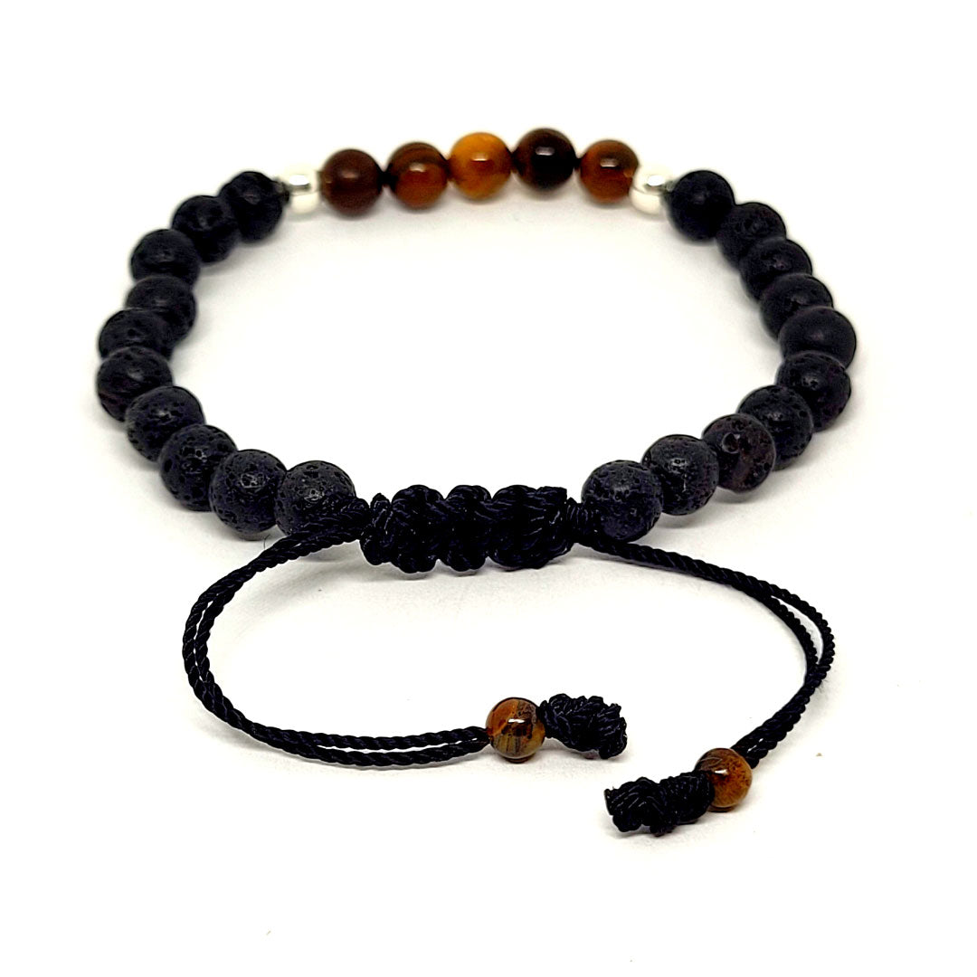 Pulsera de Piedra Volcánica con Ojo de Tigre