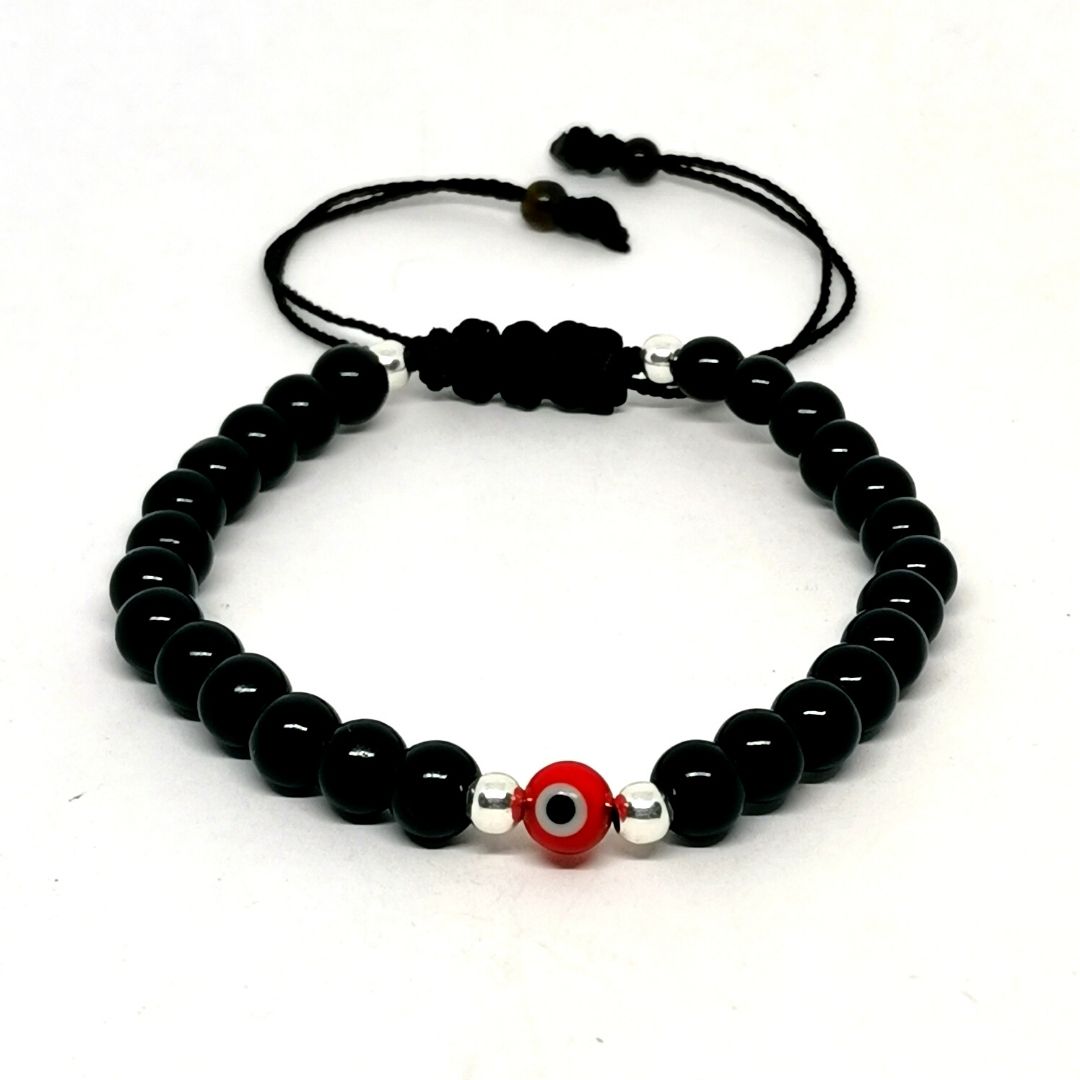 Pulsera de Ojo Turco Rojo y Ónix