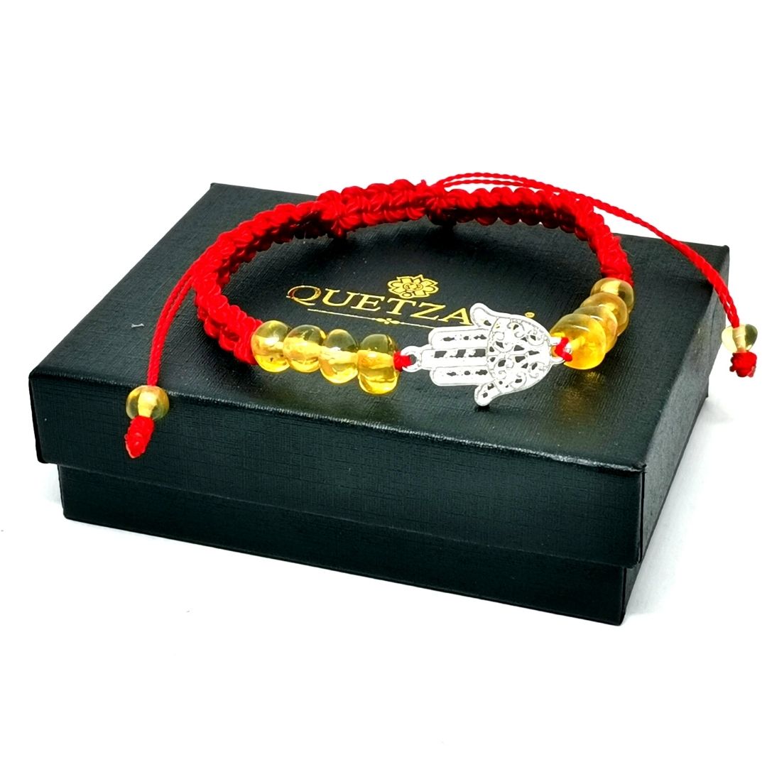 Pulsera Mano de Fátima de Plata con Ámbar de Chiapas