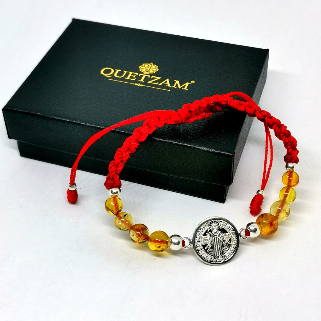Pulsera de plata con ámbar ´´San Benito´´